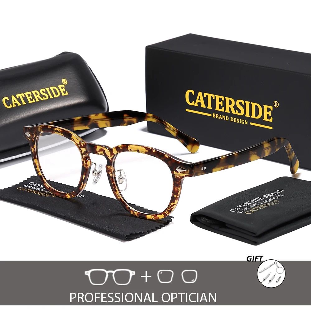 

CATERSIDE Fashion Round Men Eyeglass Frame Anti Blue Light Lenses High-Quality Women Glasses Frame Optical Eyeglasses