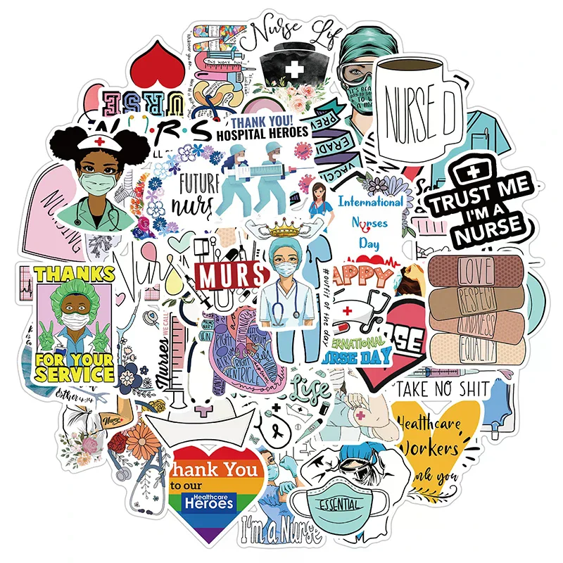 50Pcs Doctors Nursing Nurse Cute Angel Graffiti Stickers Luggage Laptop Decal