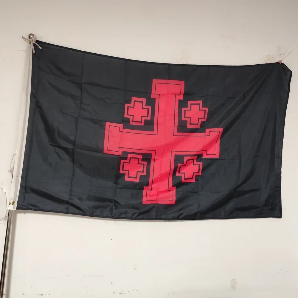 

90x150cm Jerusalem Cross Flag, Durable Polyester National Banner for Indoor/Outdoor Wall Decor