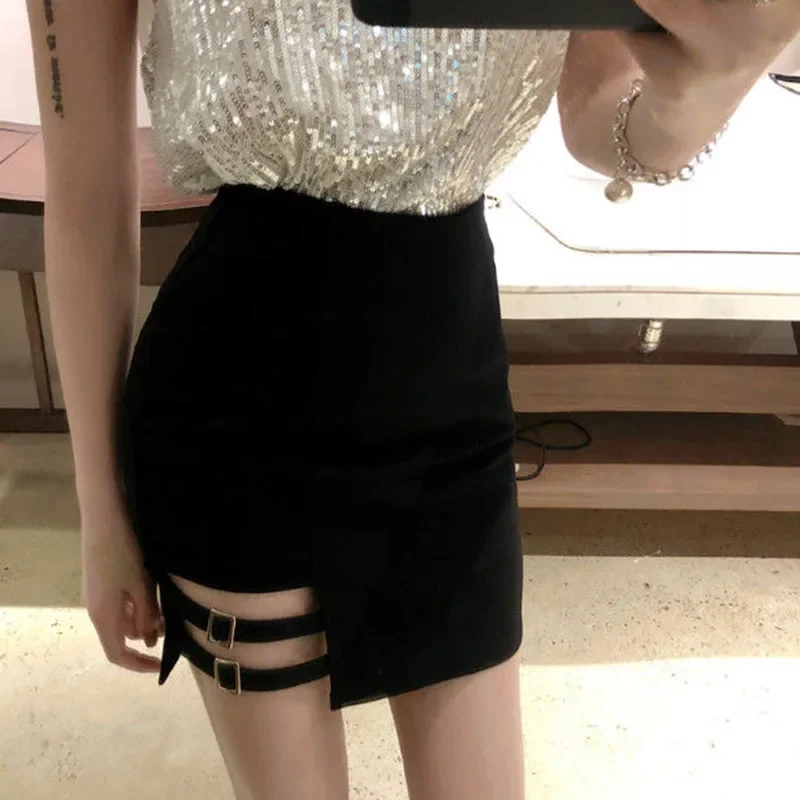 Röcke Frauen Sommer Aushöhlen Einfache Mujer S-3XL Retro Trendy Feste Hohe Taille Koreanischen Stil Fit A-line Sexy Freizeit Faldas Ins