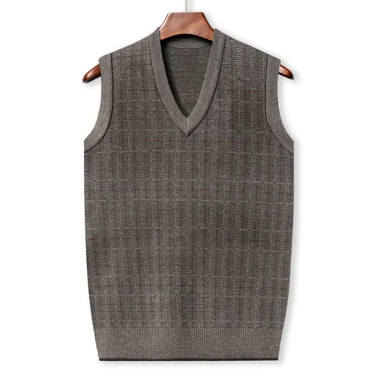 Mens V-Neck Sleeveless Vest Classic Business Casaul Knitwear  Sweater Tank Tops