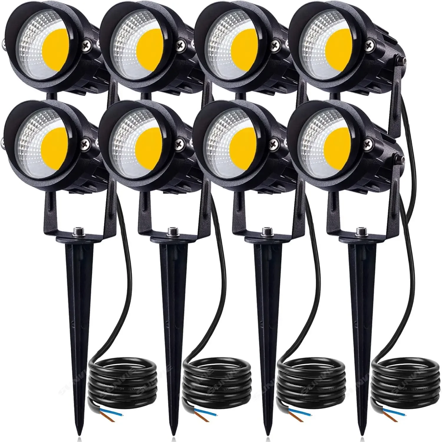 Luces LED impermeables para paisaje, luces para caminos de jardín, súper paredes, árboles, focos de banderas, soporte con púas, 12V, 24V, paquete de 8
