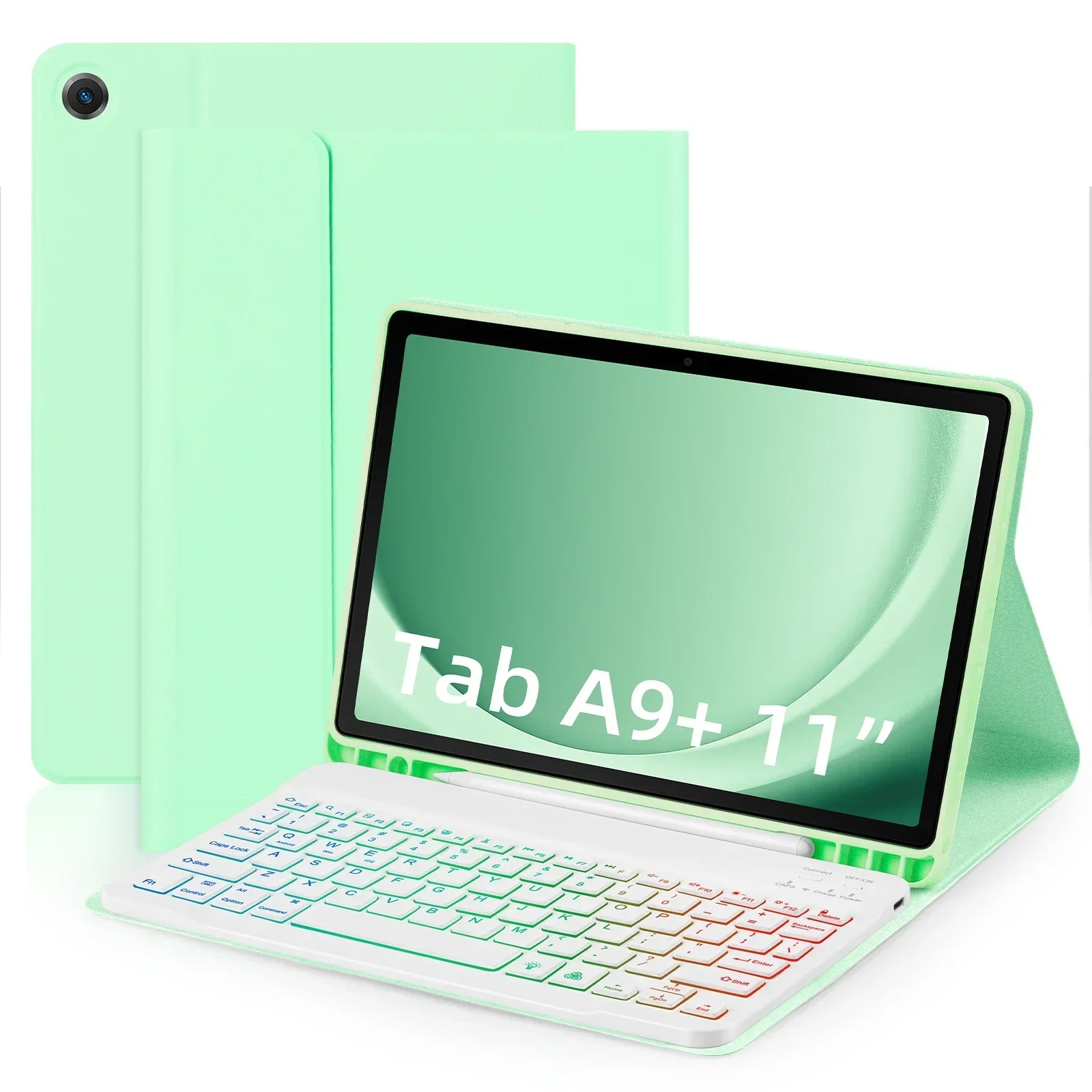 

Чехол с подсветкой для клавиатуры для Samsung Galaxy Tab A9 Plus A9 + 11 дюймов X210 X215 X216, корейский португальский испанский чехол с клавиатурой Funda