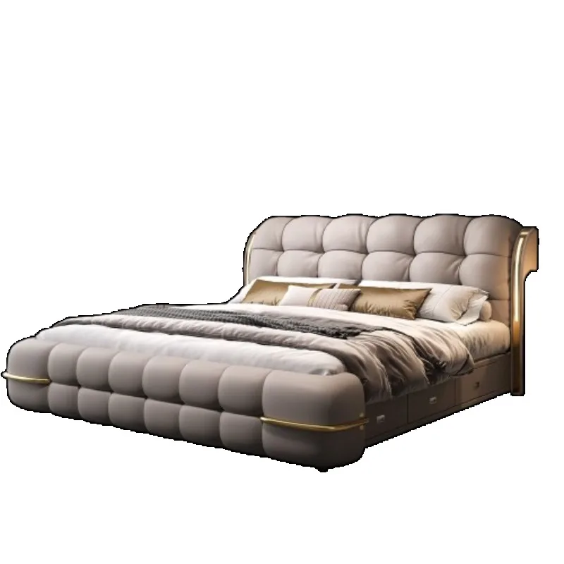 سرير تخزين اللوح الأمامي منجد مزدوج الحد الأدنى سرير نوم فاخر فريد من نوعه Muebles Para Dormitorio ملحقات أثاث #6