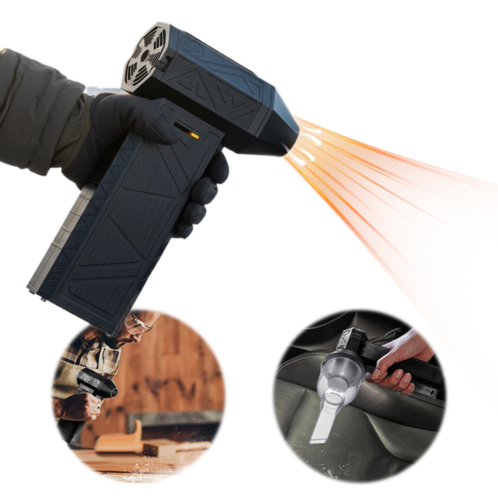 130000 giri/min Turbo Ventilatore Spolverino elettrico senza fili Spazzaneve regolabile a 3 marce per tastiera del computer Casa e auto all'aperto