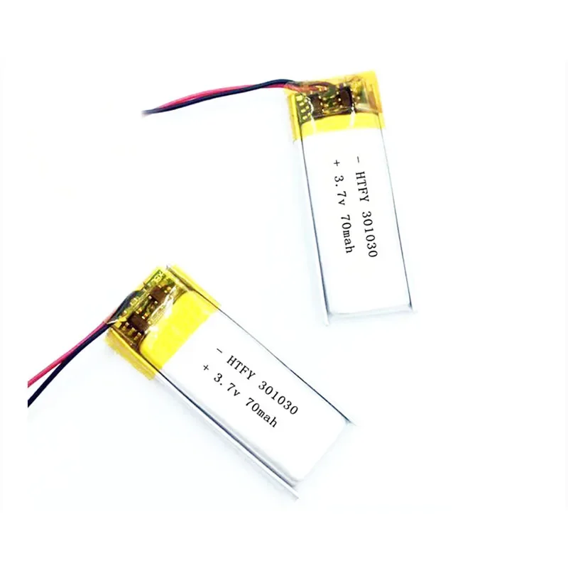 แบตเตอรี่ลิเธียมลิเธียม Li-ion 3.7V 70mAh 301030 031030ได้สำหรับสร้อยข้อมือนาฬิกาสมาร์ทวอชของเด็กชุดหูฟังบลูทูธ DVD