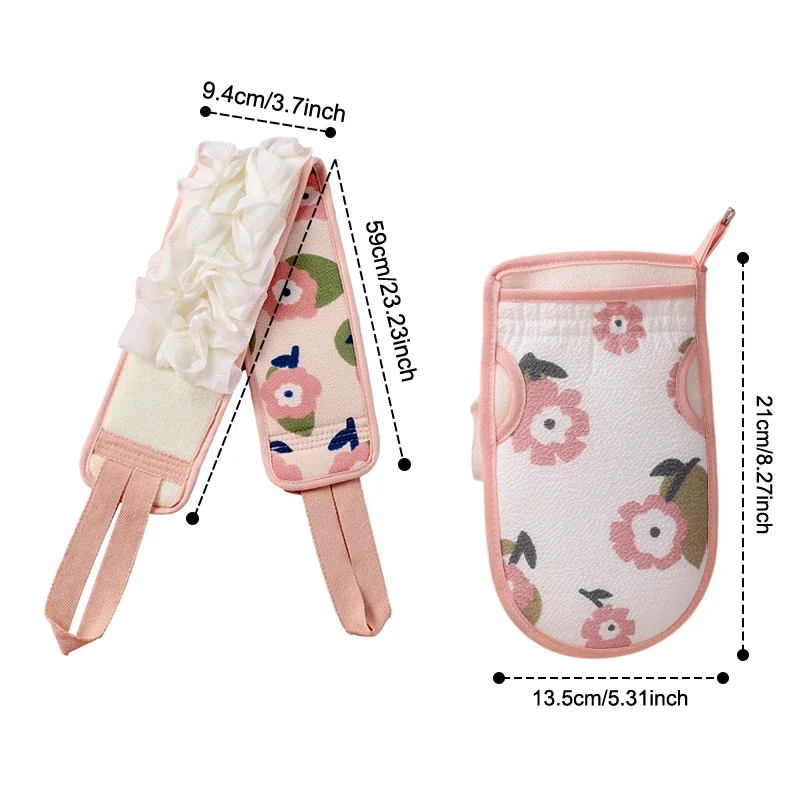 2 In 1 Shower Exfoliating Back Scrubber Bath Belt Towel Deep Mud Clean Korean Body Washcloth Japanese Rear Scrub Pull Strap Tool