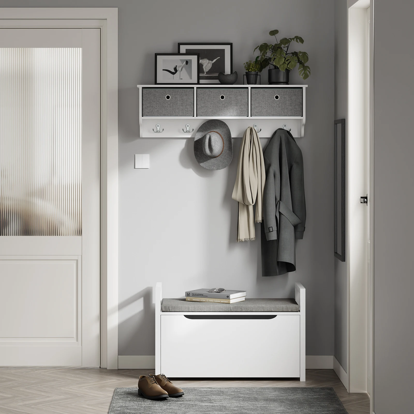 SoBuy FSR76 W Panca con sedile sedile con sedile portaoggetti con p...