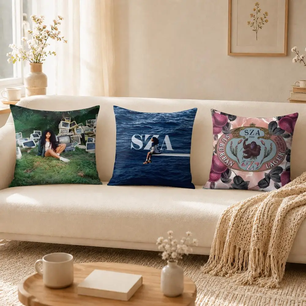Hot Pop Singer S-SZA Cushion Cover Soft Short Plush Pillow Cases Hidden Zipper Cutecore Sofa Bedroom Home Decor Gift