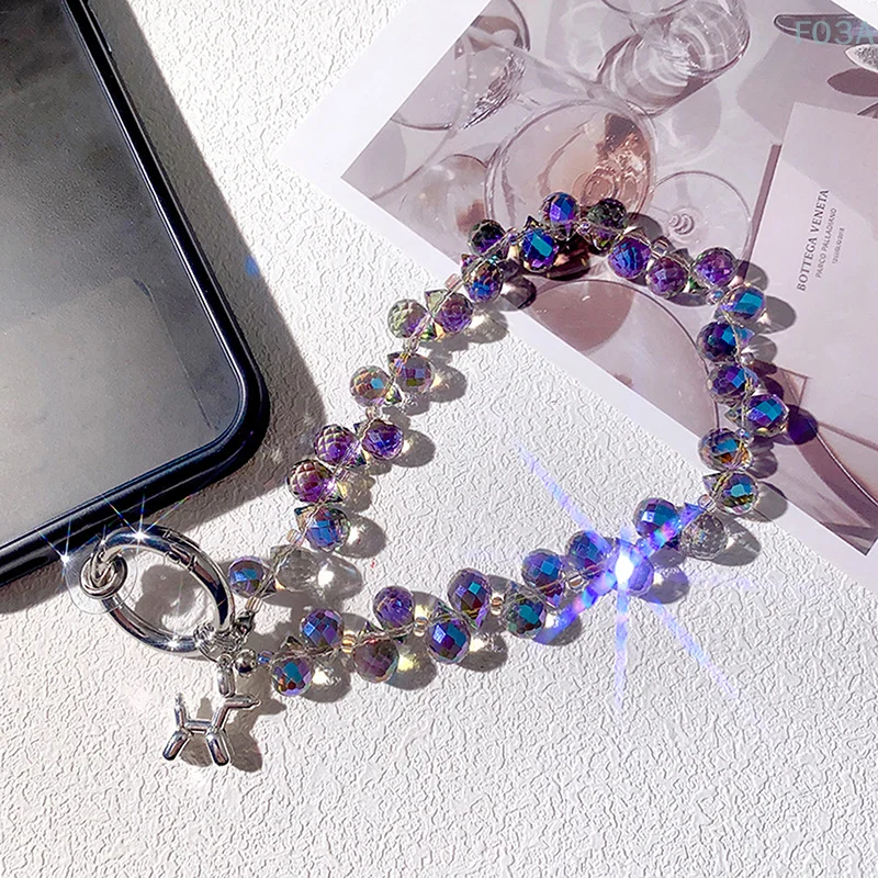 Luxury High-end Crystal Bead Mobile Phone Lanyard Water Drop Crystal Hanging Chain Hand-beaded Wrist Chain Hand-held Pendant