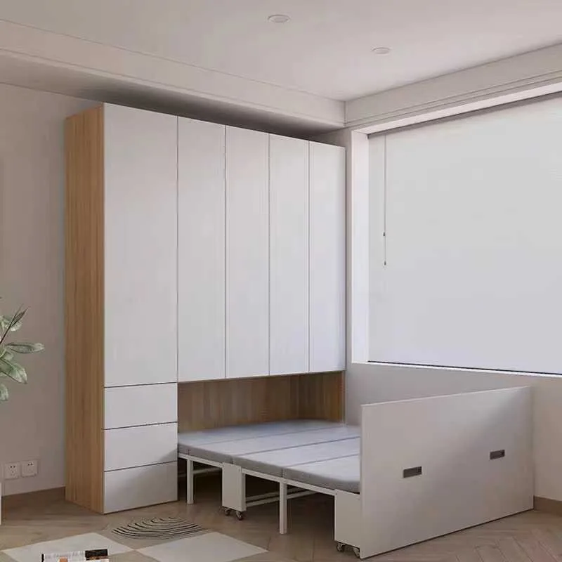 Wardrobe Pull-out Bed Integrated Combination Multi-functional Folding Invisible Bed Small Apartment Single Storage Bed Simple