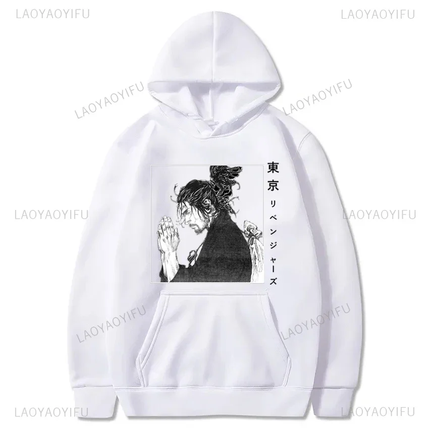 Harajuku VAGABOND Miyamoto Musashi Print Graphic Man Hoodies Acg Fans Streetwear Hipster Otaku Clothing Casual Girl Sweatshirts