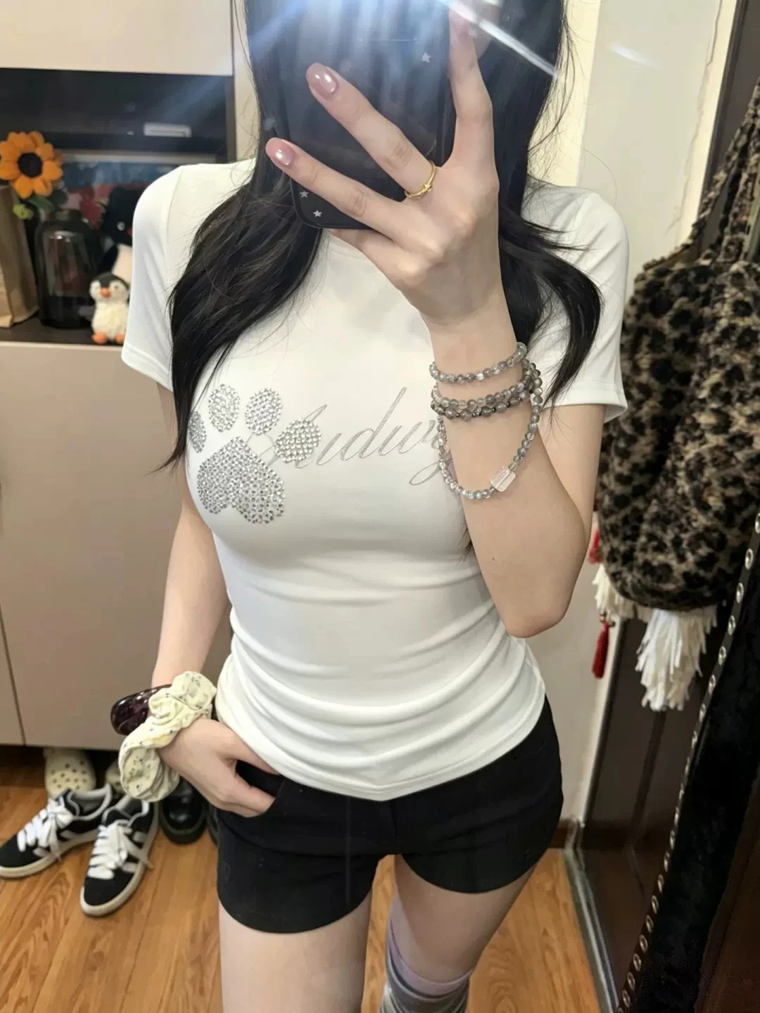 Seeslim Hotsweet Sommer-Tops Kurzarm Grafik-T-Shirts 2000er Jahre Kleidung Y2k Weiße Schicke T-Shirts Damenmode Frauen-T-Shirt – Detail 8