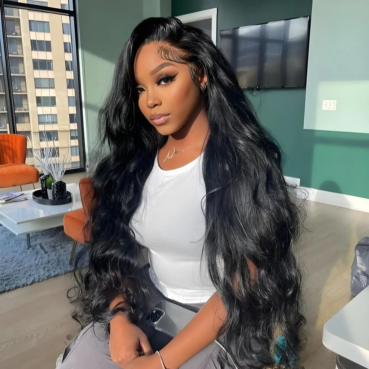 

Парик из 100% натуральных человеческих волос, 220 плотности, с эффектом Body Wave, 13x6 13x4 HD прозрачный кружевной фронтальный парик, натуральный черный цвет, предварительно выщипанные волосы, 46 дюймов