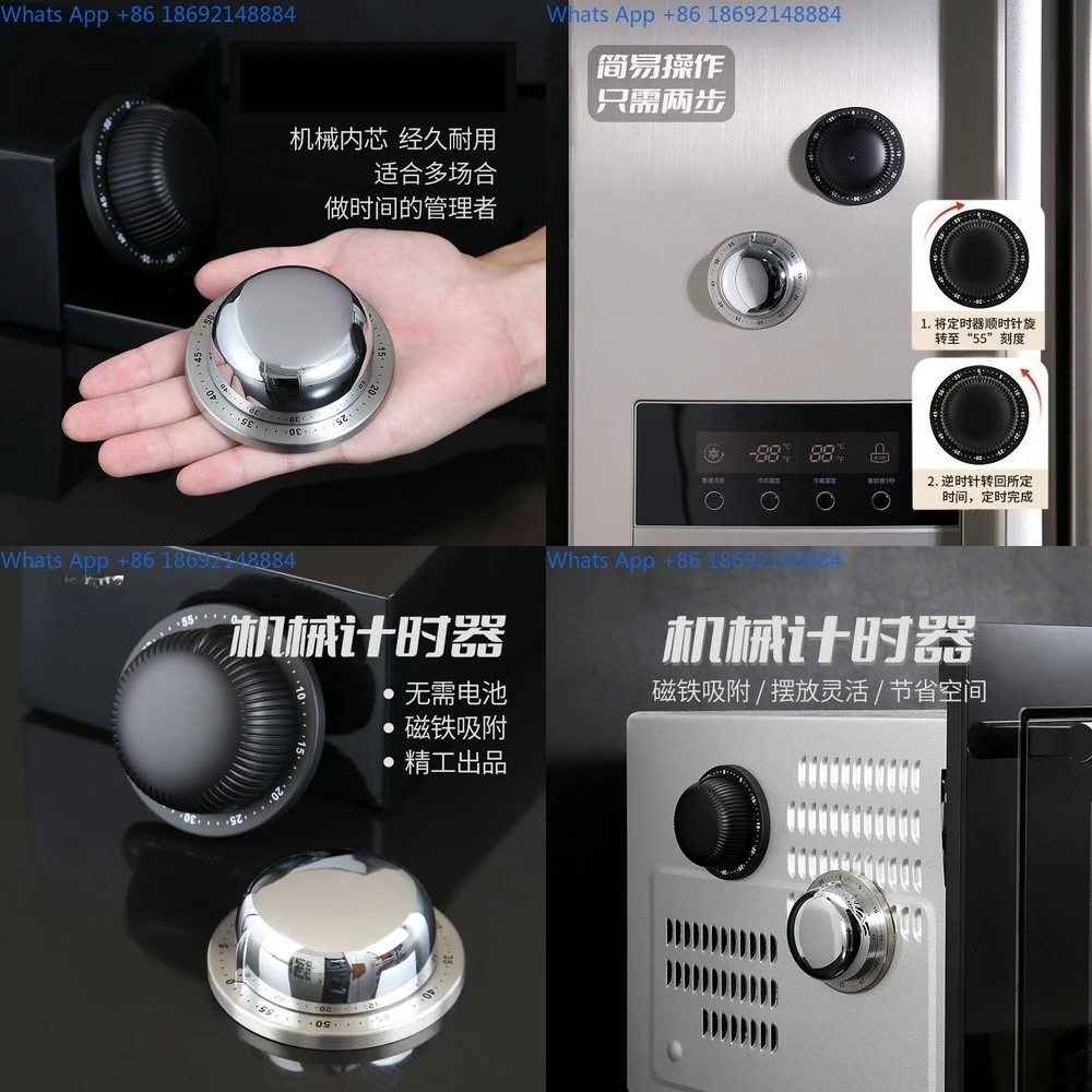 

Magnetic Kitchen Timer Stainless Steel Mechanical Alarm Clock with Timer Function