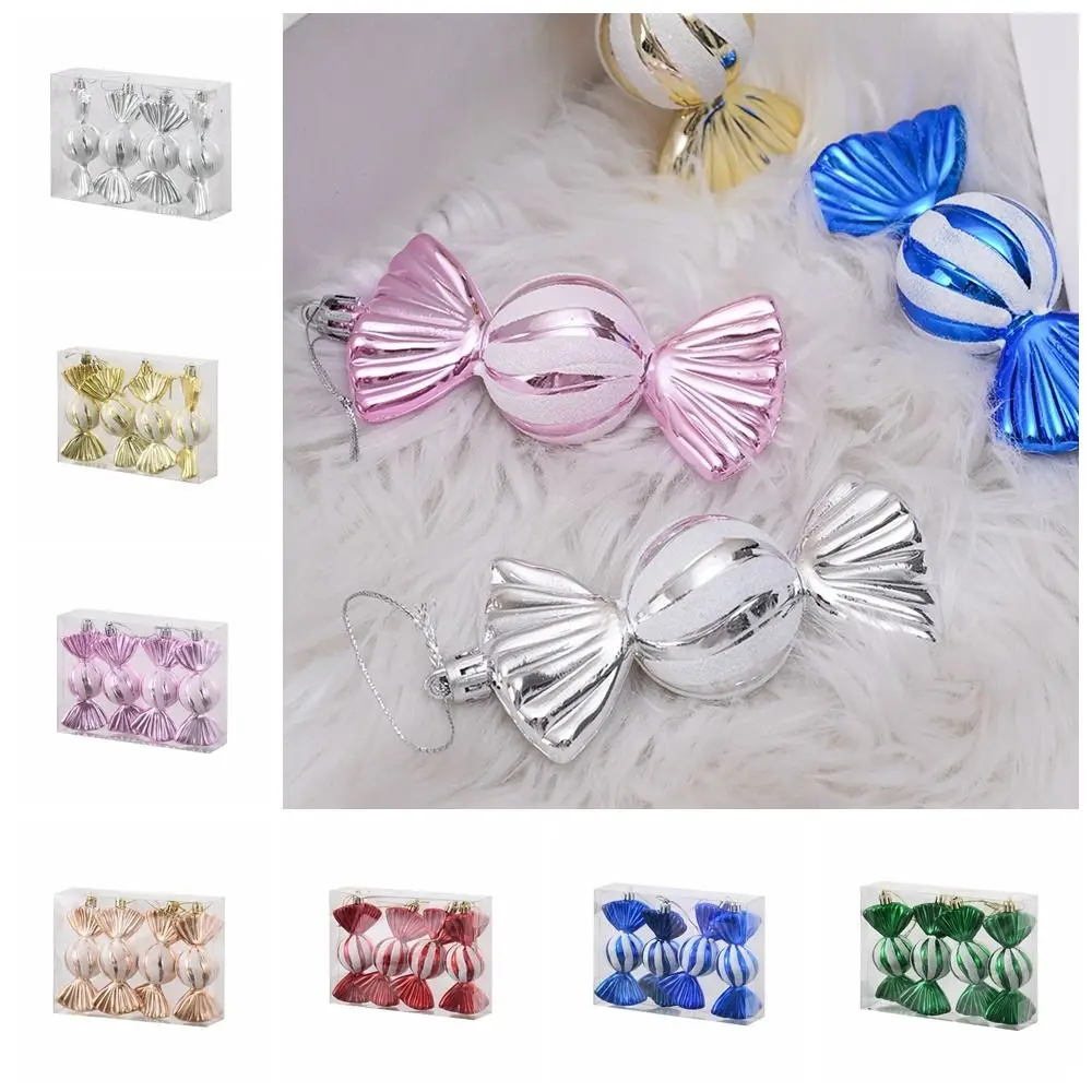 

4pcs Colorful Christmas Candy Pendants Christma Tree Hanging Plastic Colorful Candy Painted Electroplating Santa Claus