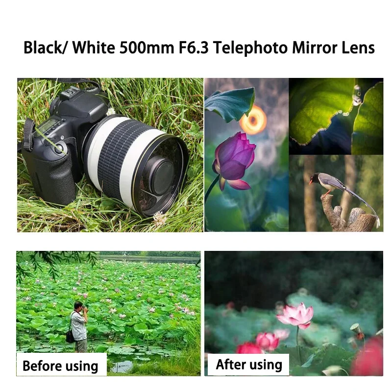 Lightdow 500mm F6.3 Manual Telephoto Mirror Lens Full Frame Camera Lens EF Mount for Canon EOS Rebel T8i T7i Nikon Pentax Sony