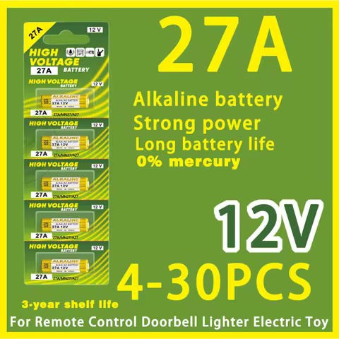 4-30PCS 12V A27 27A Alkaline Battery 27GA A27S E27A MN27 V27GA GP27A L828 K27A For Doorbell Alarm Remote Control Electric Toys