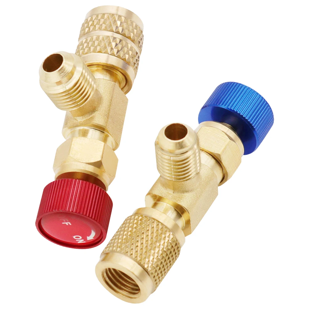 

2Pcs Refrigerant Charging Valves Air Conditioning Safety Adapter Easy Installation Copper Refrigerant Charging Valve