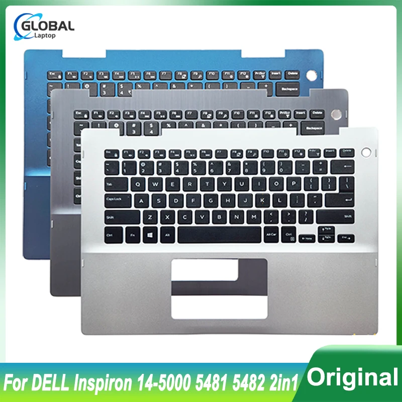 Original New US/UK/CA/AR Keyboard For DELL Inspiron 14-5000 5481 5482 2-in-1 041KVJ Laptop Palmrest Upper Top Cover Replacement