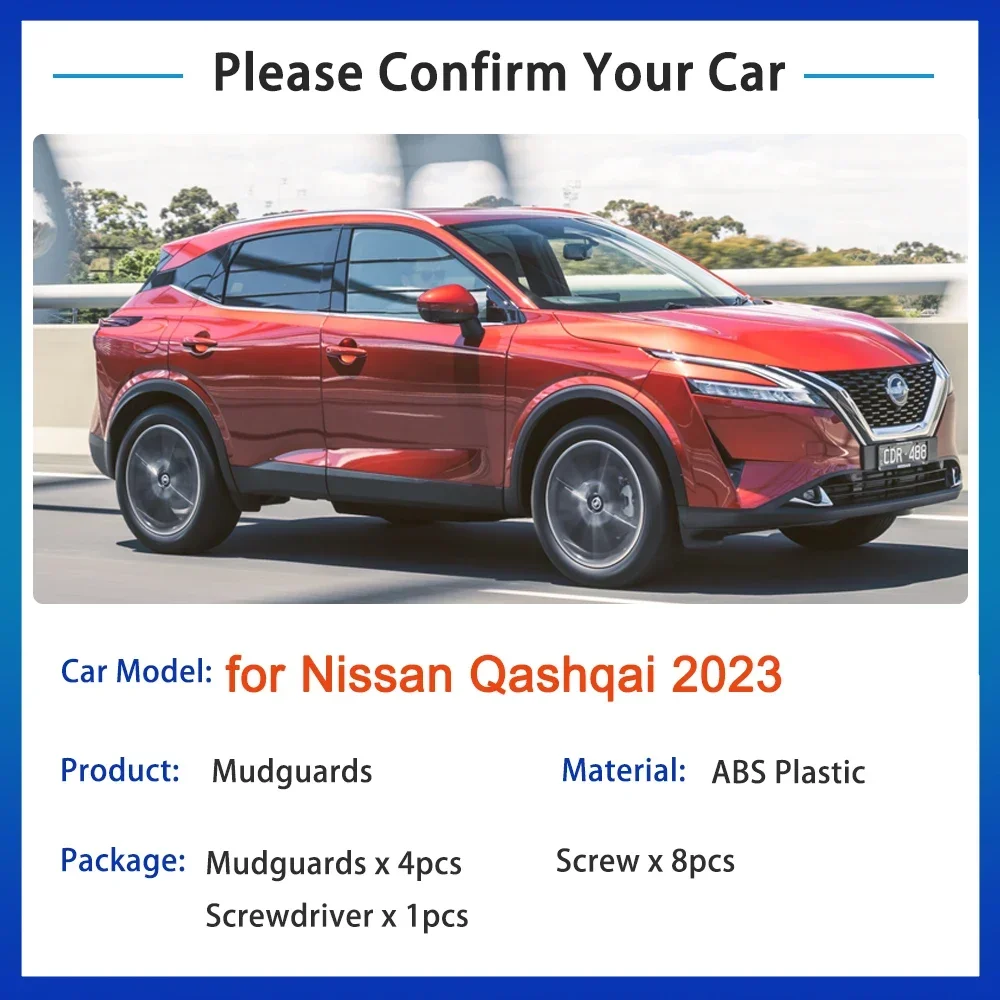 for Nissan Qashqai J12 2023 2024 Accessories Mudguards Upgrade Anti-splash Guards Front Rear Wheels Fender Mudflap Car Styling