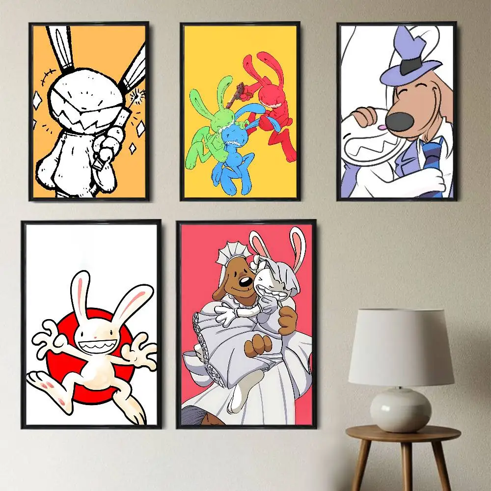 

game cute Bosco Sam Max Poster Prints Wall Art Painting Picture Gift Living Room Bar Restaurant Dec Sticker Large