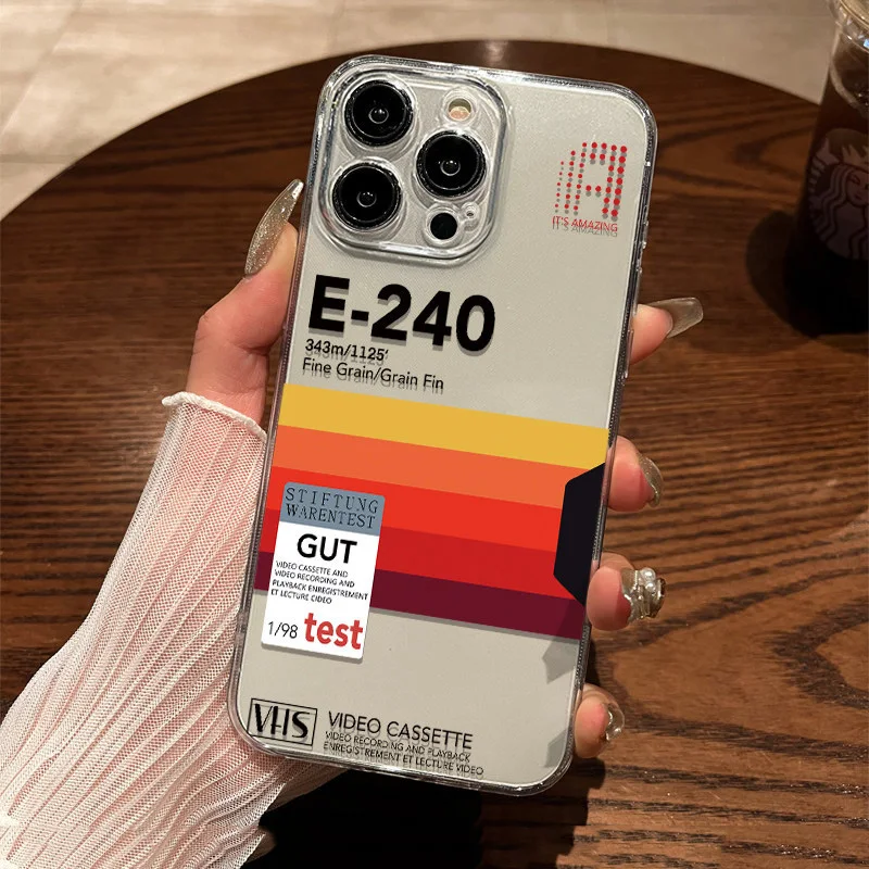 Retro Audio-Kassetten-Kamera Transparente Handyhülle für iPhone 17 16 15 14 13 12 11 Pro Max Plus Mini SE Air 16e Cover Schutzhülle Tasche
