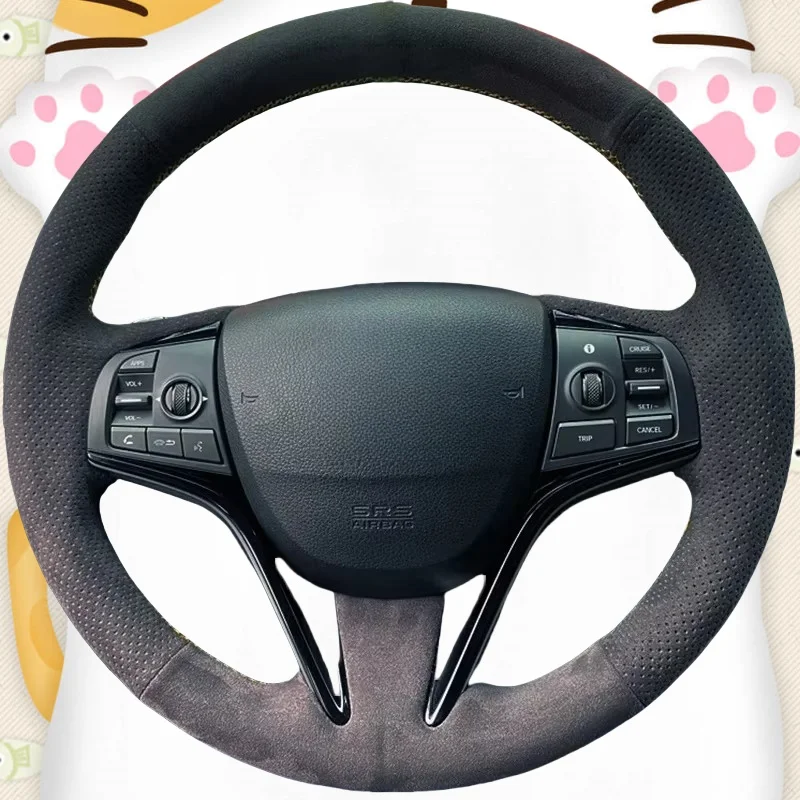 

Custom Car Steering Wheel Cover Breathable Suede Leather For Honda Spirior 2015 Car Interior Steering Wheel Braid Car Accessory