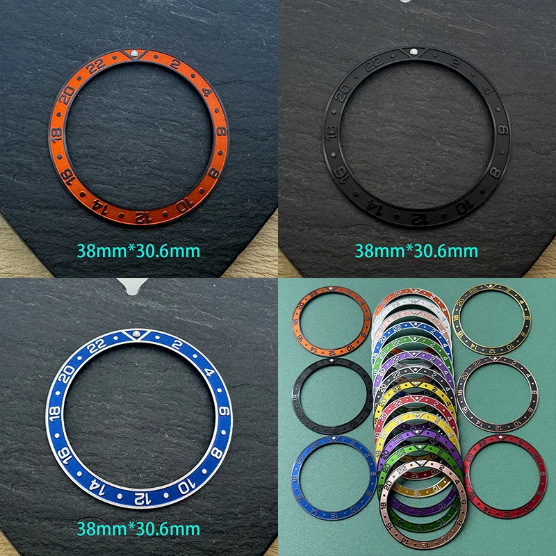 

38mmx30.6mm Curved Bezel Insert Fit For SUB GMT SKX007 SRPD Watch Case NH35 NH36 Movement Men Watches Replace Bezel Insert Ring