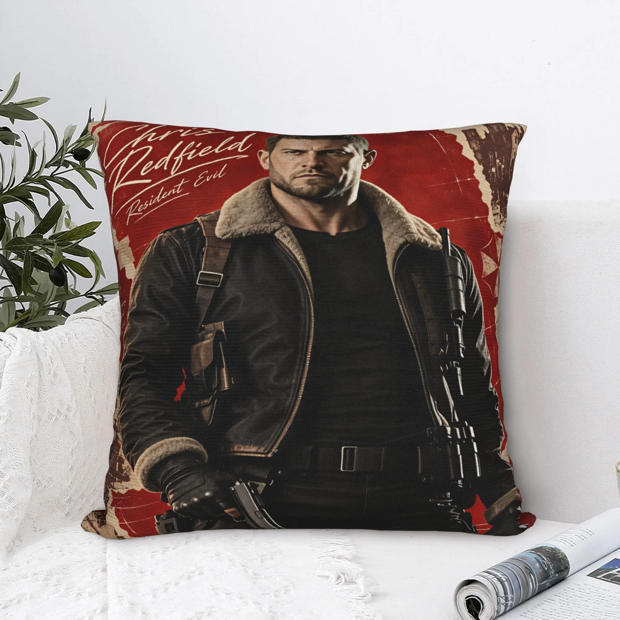 Pillow Cover Chris Redfield Resident Evil  Fashion Pillow Case For Couch Sofa Bedroom Pillowcases