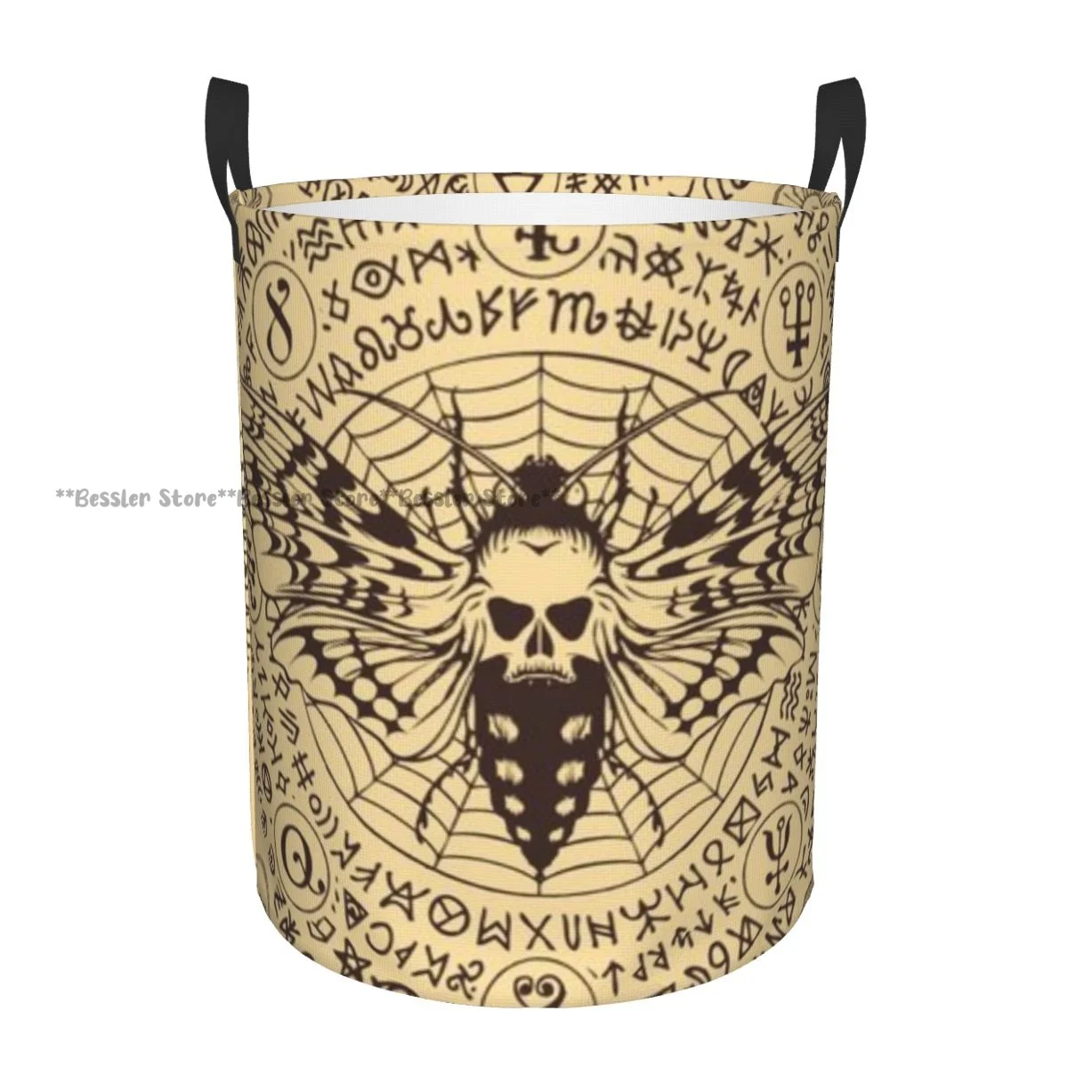 Laundry Basket Butterfly Dead Head With Skull Retro Dirty Clothes Storage Bucket Wardrobe Clothing Organizer Hamper