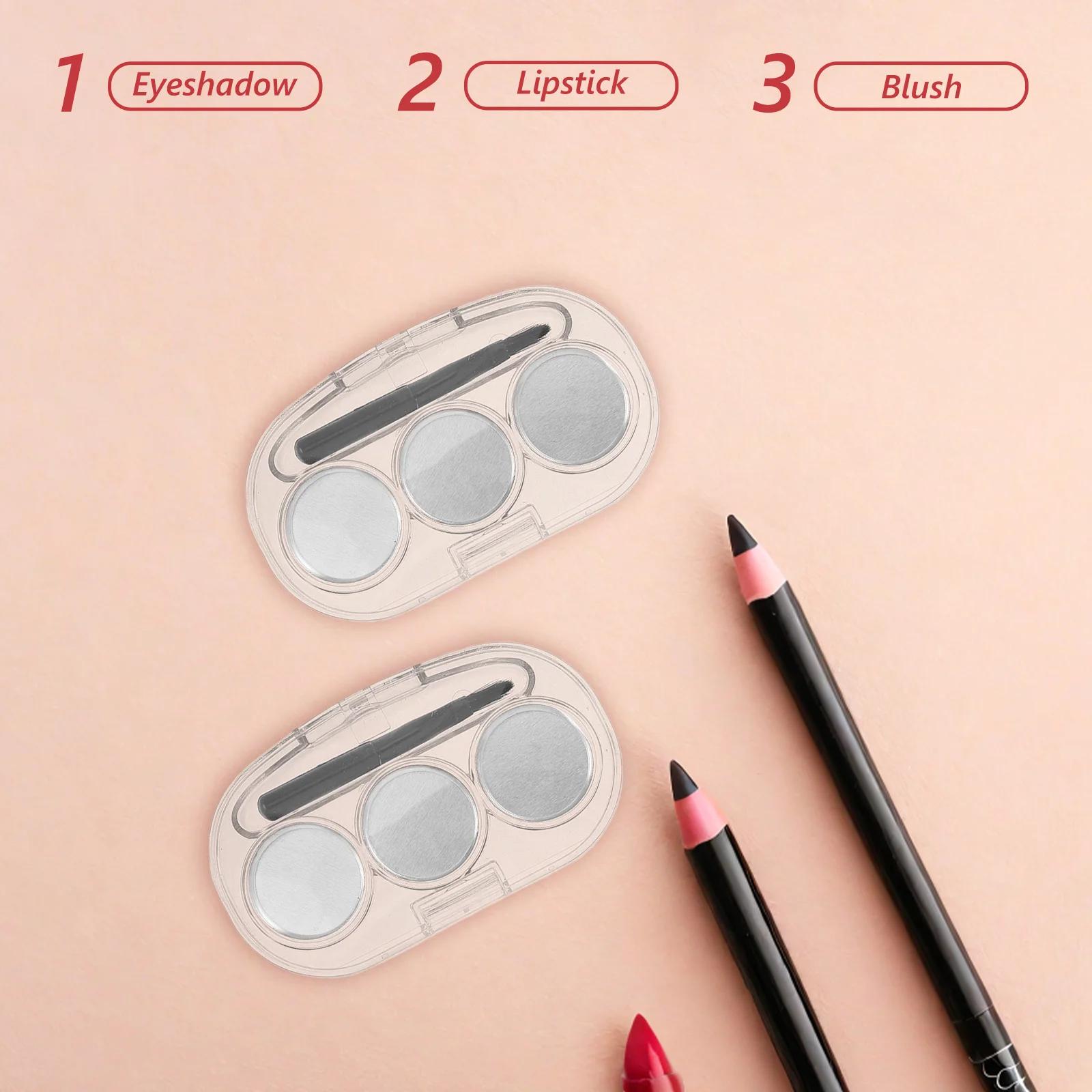 

3Pcs Clear Empty Eyeshadow Palette Holder Makeup Organizer Travel Case Small Compact Storage Box Portable Makeup Case