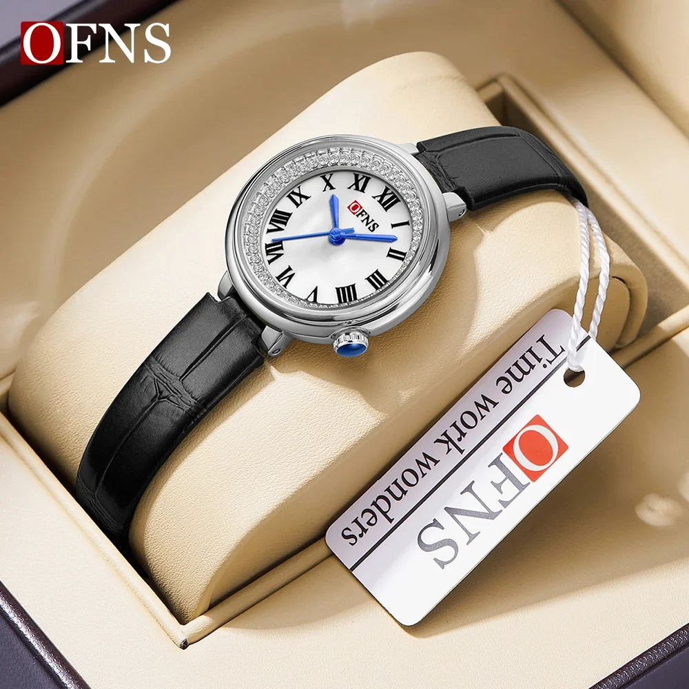 

OFNS Brand 1501 Simple and Fashionable Women's Watch Belt Quartz Set with Diamond Roman Scale Classic Beimu Women's Watch 2024