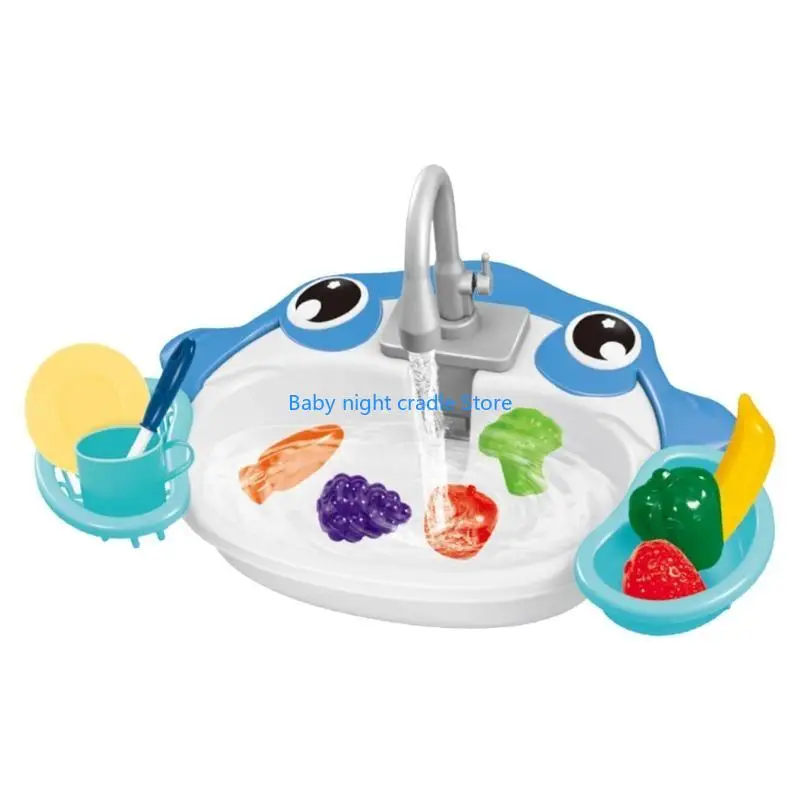 

J2FF Kids Kitchen Sink Toy Simulation Electric Dishwasher Kitchen Pretend Play Toy Set Children Role Play Dishwasher Toy