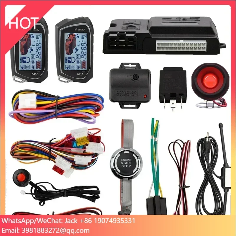 

EASYGUARD EC207-M9 2 Way Car Alarm System with LCD Pager Display Push Start Button Remote Starter & Shock Warning