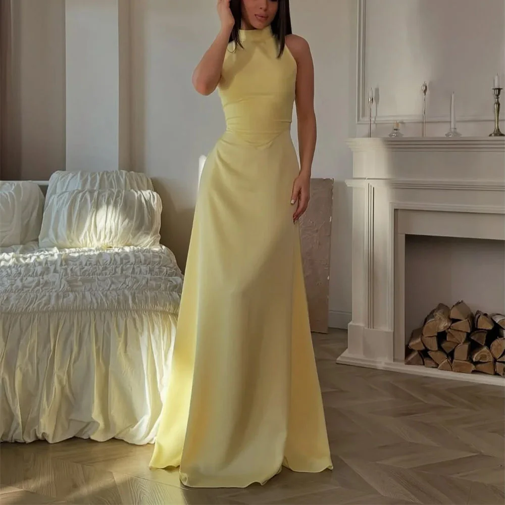 

ROYET Simple High Neck Sleeveless Mermaid Evening Dress Floor Length Party Dress Customized Woman Prom Gown New 2025