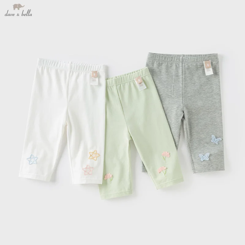 Dave Bella Children's Leggings Summer Girls Fashion Casual Comfortable Sweet Cute Kids Elastic Pants Outdoor DB2252127