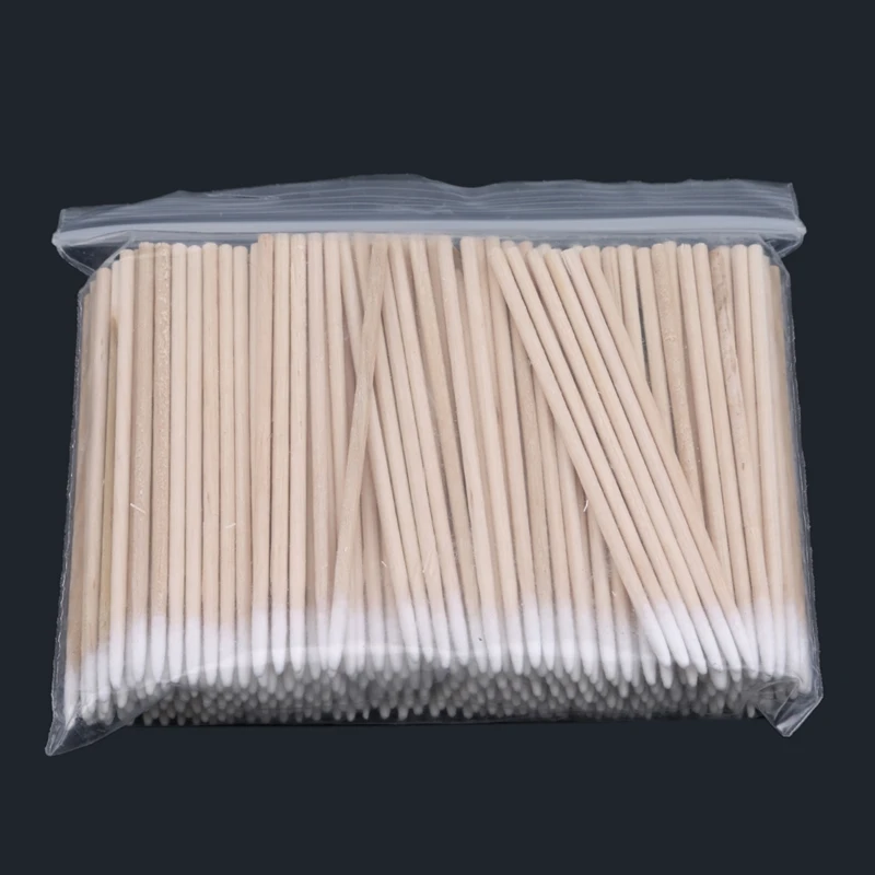 Wooden Tip Cotton Stick Long 7cm 100/300pcs Wooden Handle Tip Semi Permanent Embroidered Cotton Swabs