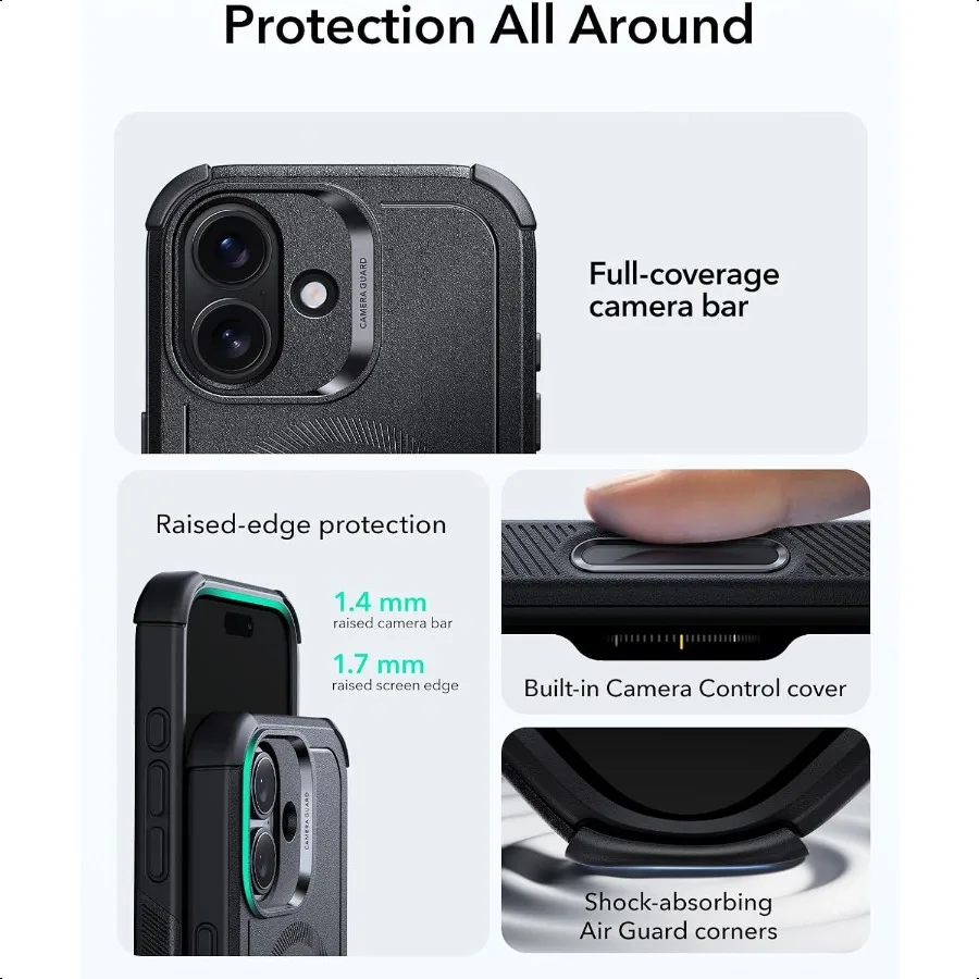 حافظة لهاتف آيفون 17 7X غطاء أحمر ممتص للصدمات من الدرجة العسكرية مع زر التحكم في الكاميرا MagSafe Accories Compat