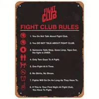 1pc, Movie Poster Retro Metal Sign Fight Club Rules Wall Art Decor Tin Sign-(8in*12in/20cm*30cm)
