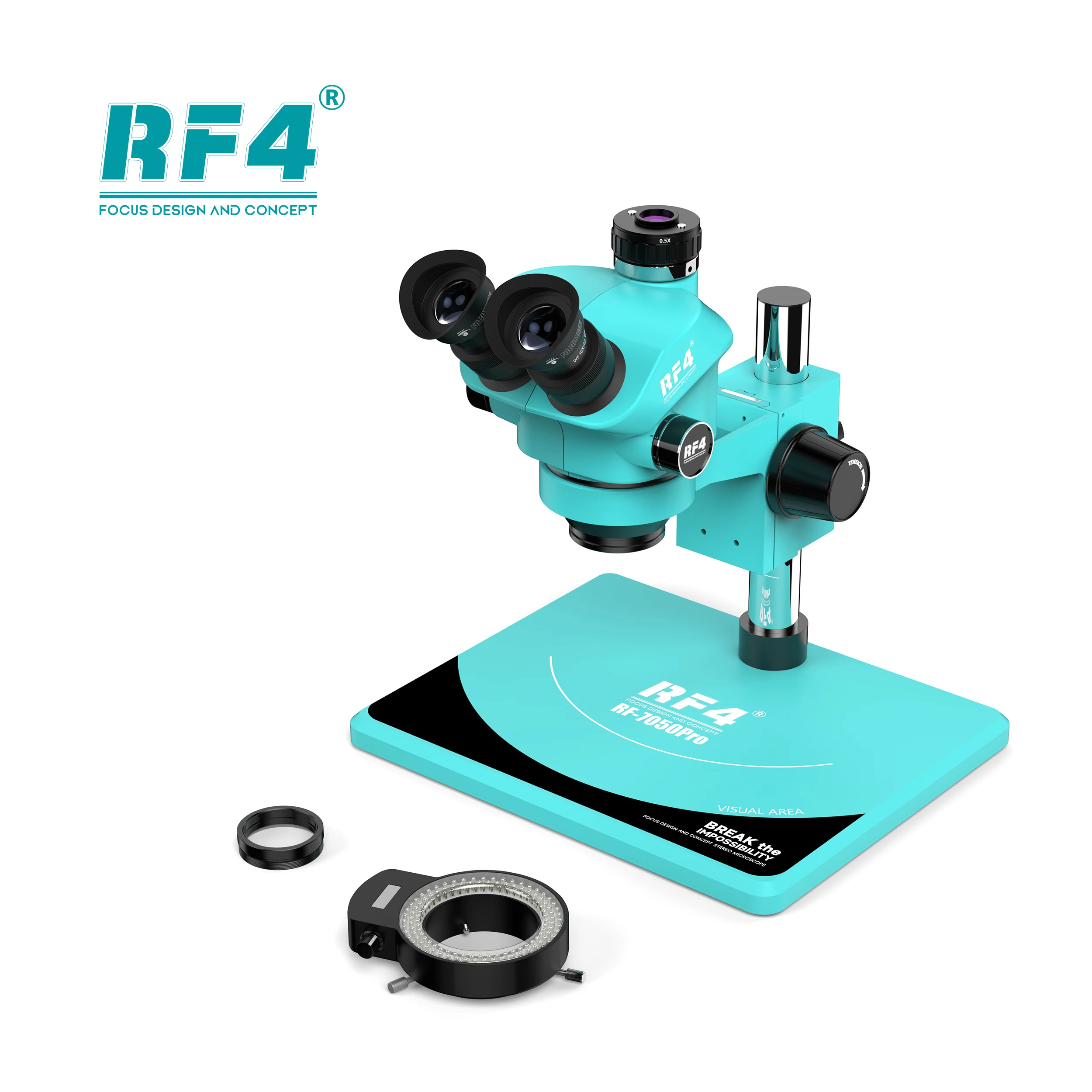 RF4 New Upgraded Microscope 6 Gear Accurately Lock 7-50X Magnification Zoom Triocular RF-7050PRO Has Function To Visualize Area