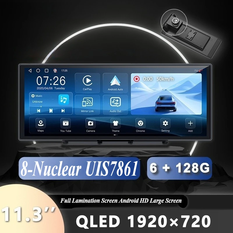 

For Universal 11.3 Inch Android 14 Car Stereo Fast 8-Core 64GB with Smart DVR Wireless CarPlay Android Auto Multimedia Head Unit