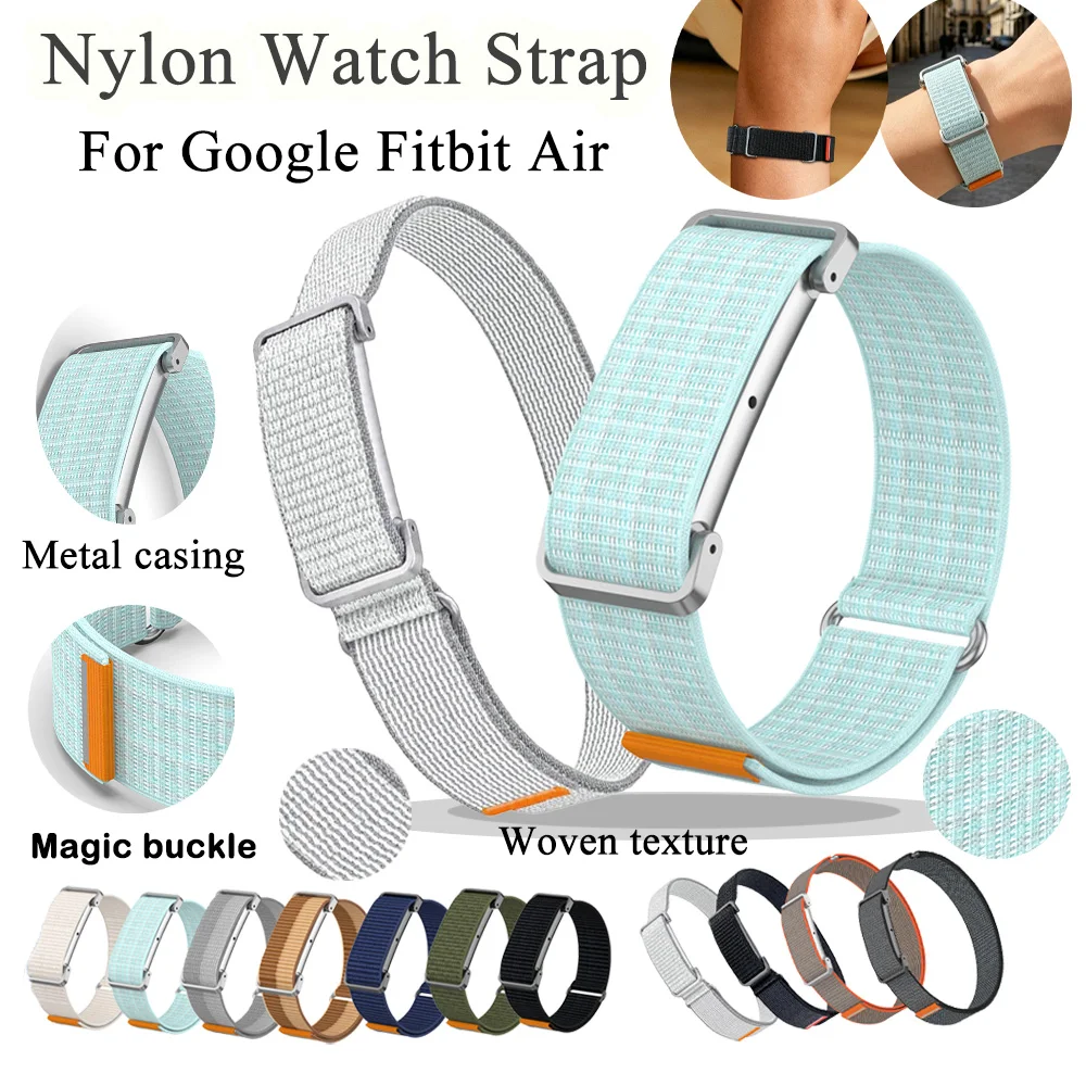Zwei Arten von Nylonbändern für Google Fitbit Air, Unisex, verstellbar, atmungsaktiv, Touch-geeignet, täglich austauschbares Ersatzband für Google Fitbit Air