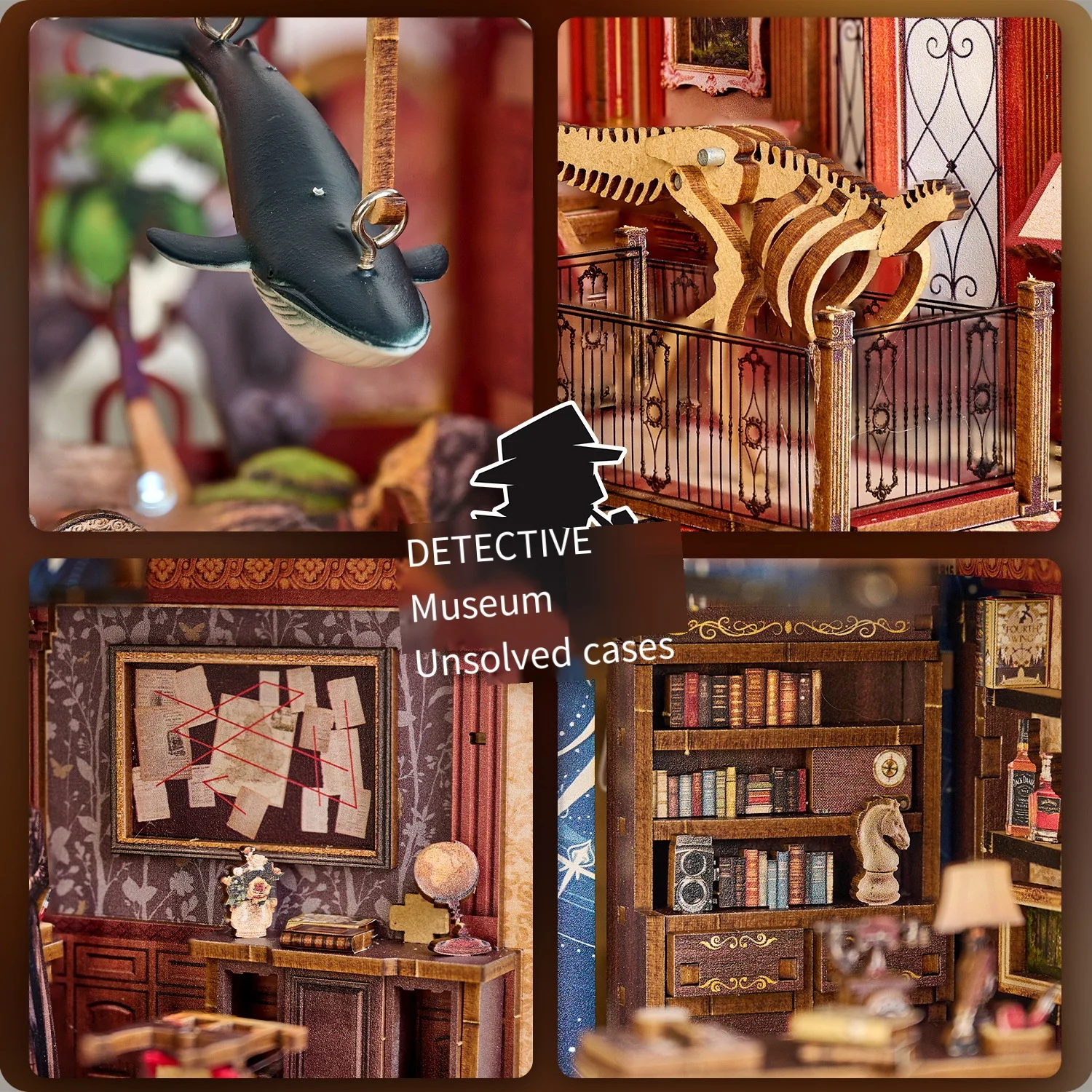 Kit fermalibri fai-da-te Mystery Detective - Modello 3D con custodia per suspense del museo, artigianato cerebrato assemblato a mano e regalo di festa