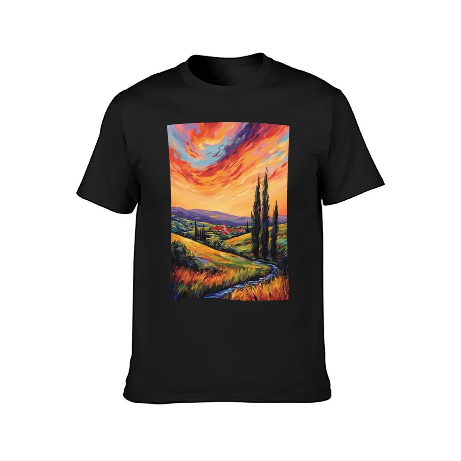 Rolling Hills Sunset T-Shirt graphic tee shirt vintage graphic tee Aesthetic clothing t shirts men