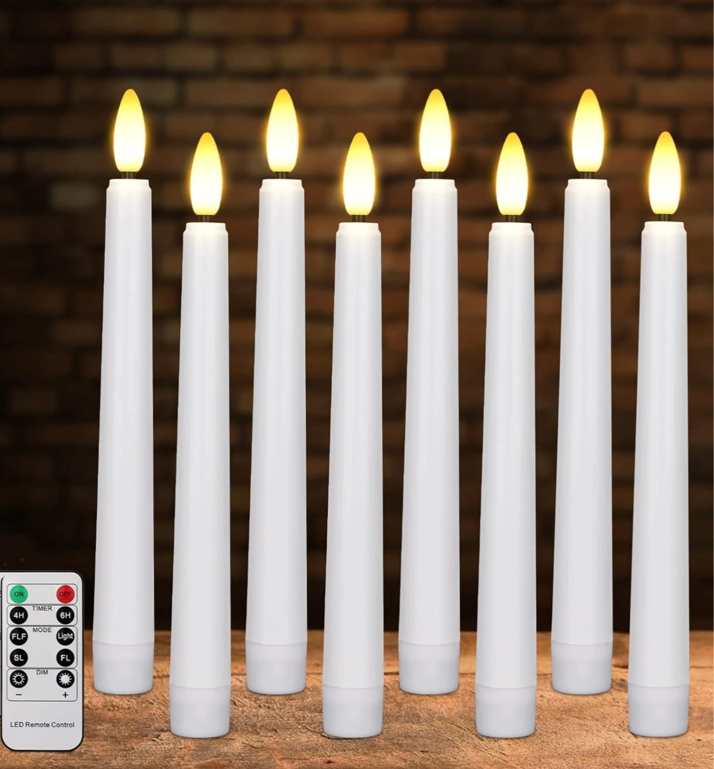 

8" Remote controlled LED Taper Candle Stick Light Battery Operated w/Timer 3D Wick f/Wedding Party Christmas Decoration-H21CM