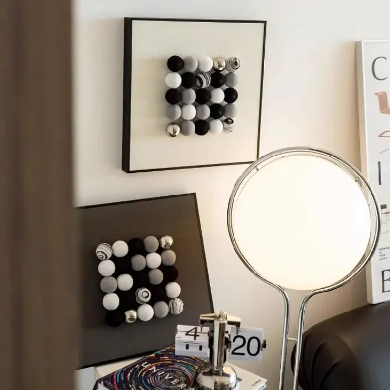 Simple modern black and white gray three-dimensional sphere decorative painting trend art high-end studio, hanging painting