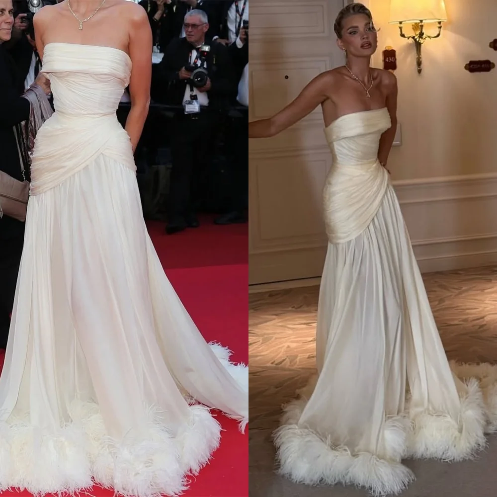 Customized Luxury Evening Dress Formal Strapless Sleeveless Homecoming Dresses Temperament Court Train Special Occasion Gowns