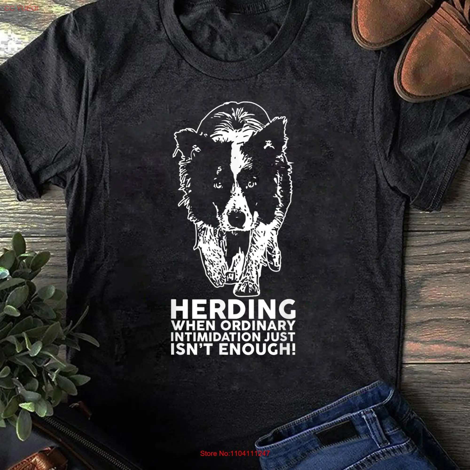 Border Collie Funny Herding Breed T Shirt for Dog Lovers Mom Christmas Women long or short sleeves