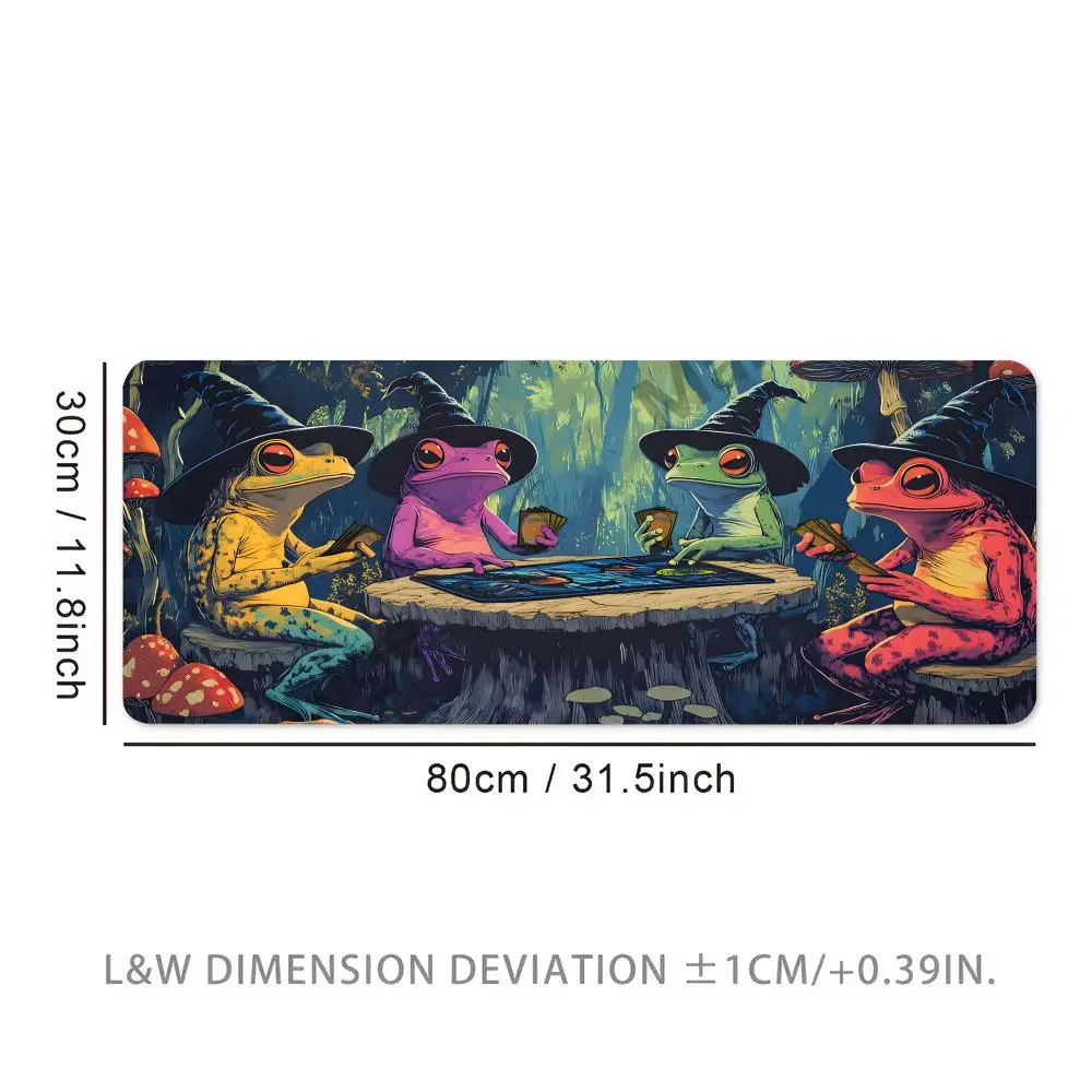 Tapetes de jogos de sapo mágico temático dartfrogs jogando cartas grande mouse pad ultra-suave teclado tapete de mesa com bordas costuradas